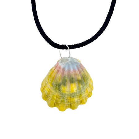 Sunrise Shell O'ahu Kumihimo Braided Black Silk Necklace-Sterling Silver