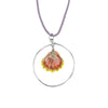 Halo Sunrise Shell O'ahu Kumihimo Braided Lavender Silk Necklace-Sterling Silver