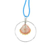 Halo Sunrise Shell O'ahu Kumihimo Braided Blue Silk Necklace-Sterling Silver