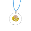 Halo Sunrise Shell O'ahu Kumihimo Braided Blue Silk Necklace-Sterling Silver