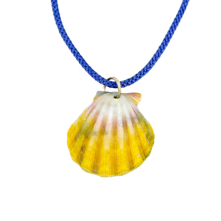 Sunrise Shell O'ahu Kumihimo Braided Purple Silk Necklace-14K Yellow Gold