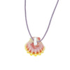 Adjustable O'ahu Sunrise Shell Kahelelani Puka Kumihimo Braided Purple Silk Necklace-Yellow Gold