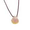 Adjustable O'ahu Sunrise Shell Kahelelani Puka Kumihimo Braided Brick Red Silk Necklace-Yellow Gold